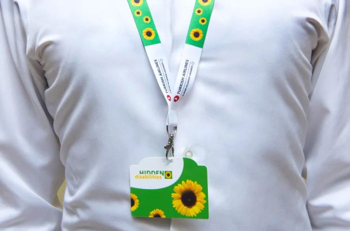 An illustration of Sunflower Lanyards worn around an individual’s neck