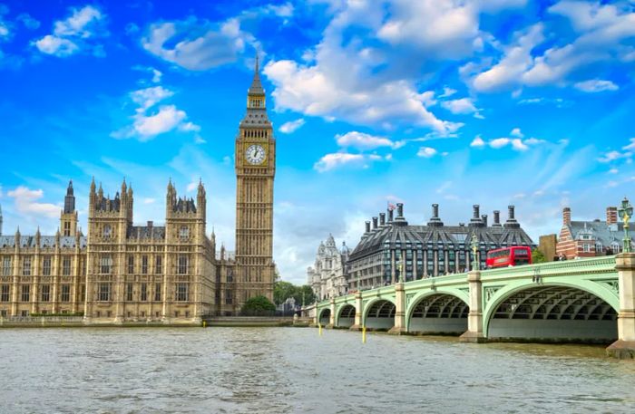 View of Westminster Bridge and Big Ben from the river