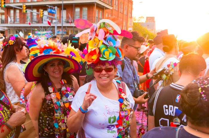 Festivities of Fiesta in downtown San Antonio