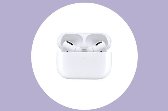 White Apple AirPods Pro in their case