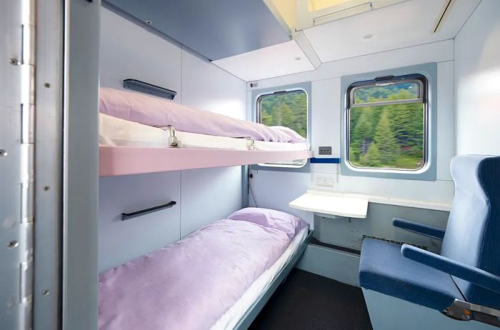 Interior of the European Sleeper Train's Deluxe Compartment