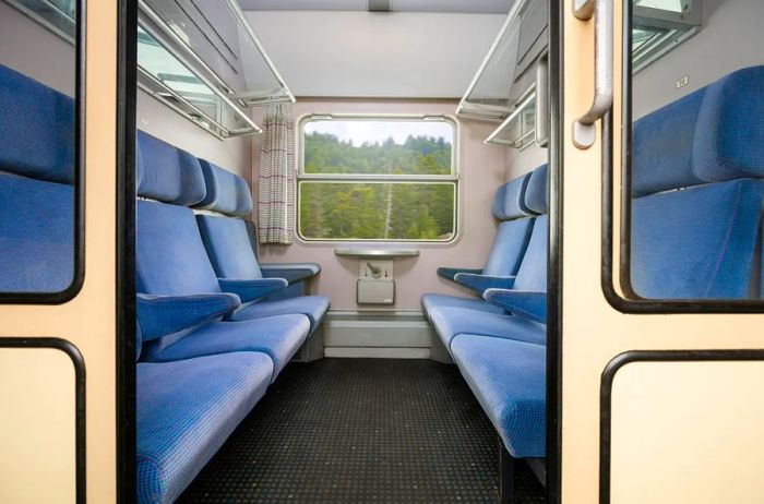 Interior of the European Sleeper compartment featuring budget seating