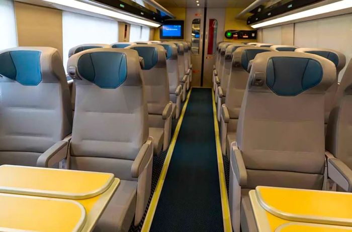 The new Acela trains will have business-class seats equipped with personal outlets and USB ports, along with adjustable reading lights at each seat.