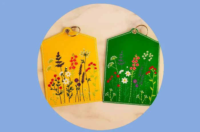 An Etsy artisan in Des Moines, Iowa, embroiders these holders by hand.