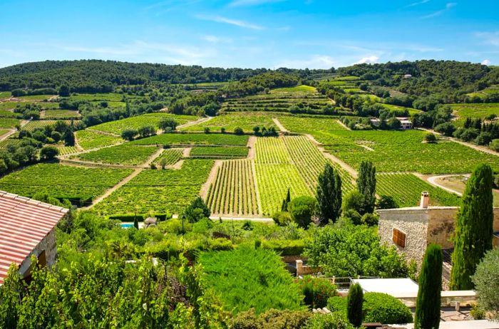 Aerial view showcasing the stunning countryside of Aix-en-Provence