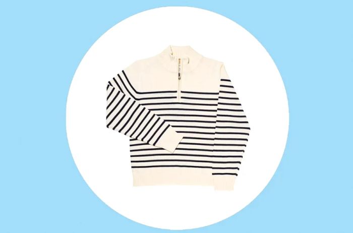 Blue and white striped Long Wharf Supply sweater