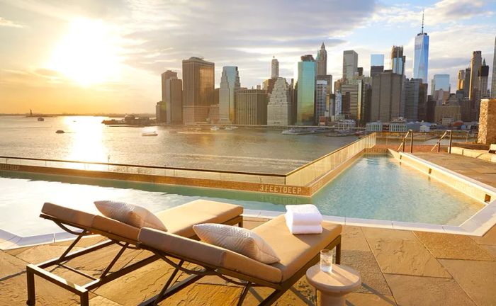 Rooftop pool at the 1 Hotel Brooklyn Bridge