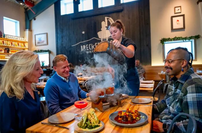 Visitors thoroughly enjoy their time at Breckenridge Distillery’s restaurant.