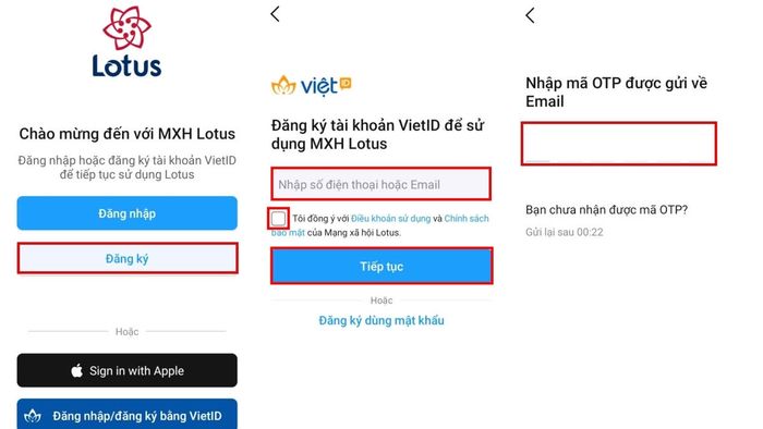 Hướng dẫn cách đăng ký Lotus trên điện thoại