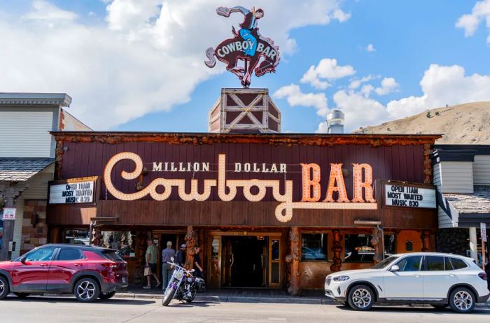 Jackson, Wyoming, on September 13, 2023: The Million Dollar Cowboy Bar is a well-known dining spot for visitors in Jackson, Wyoming.