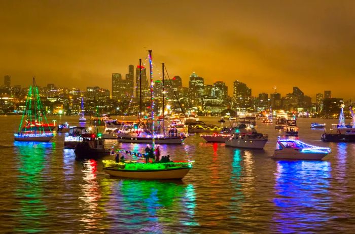 Parade of Christmas Boats during the Seattle Boat Parade