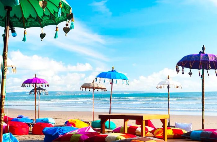 Colorful Beach Umbrellas at Kuta, Bali, Indonesia