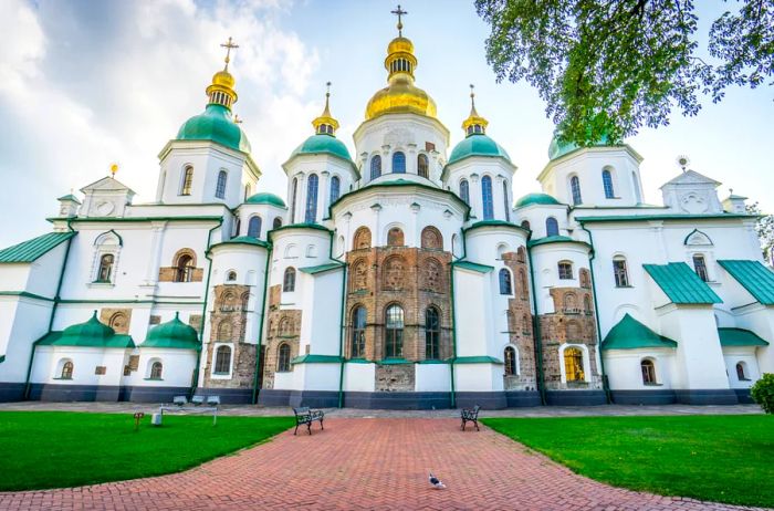 The vibrant green and gold St. Sophia Cathedral in Kyiv was a favored tourist attraction before the war.