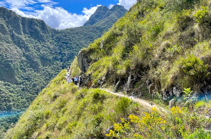 Hikers traversing the Inca Trail in Peru