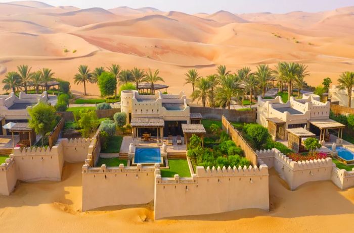 The Qasr Al Sarab Desert Resort by Anantara is surrounded by breathtaking sand dunes.