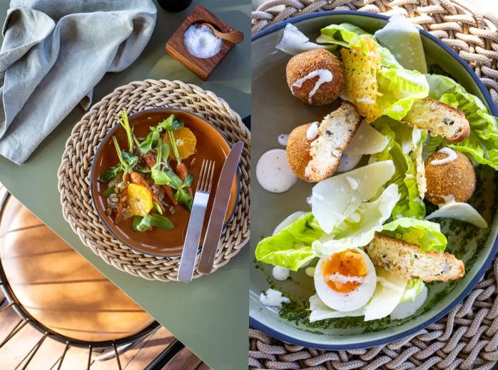 Vibrant, fresh salads at Singita Mara River Tented Camp