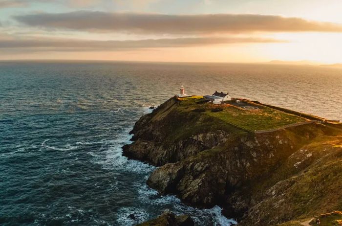 Howth Beacon perched on a coastal cliff near Dublin, Ireland