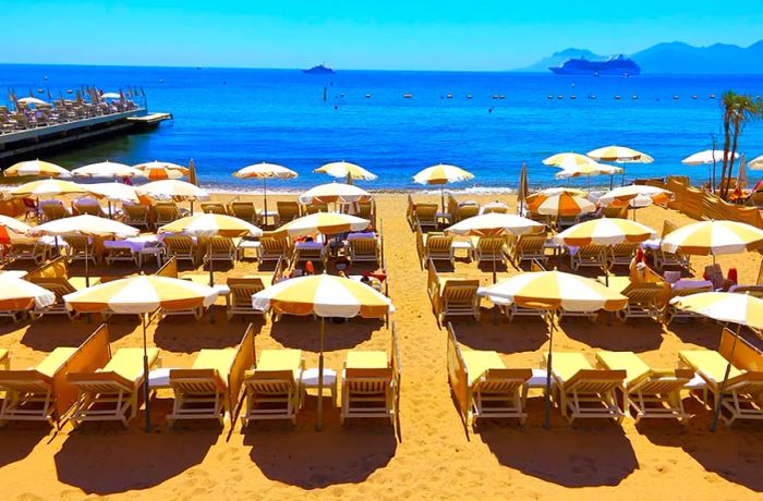 The beach in Cannes, France