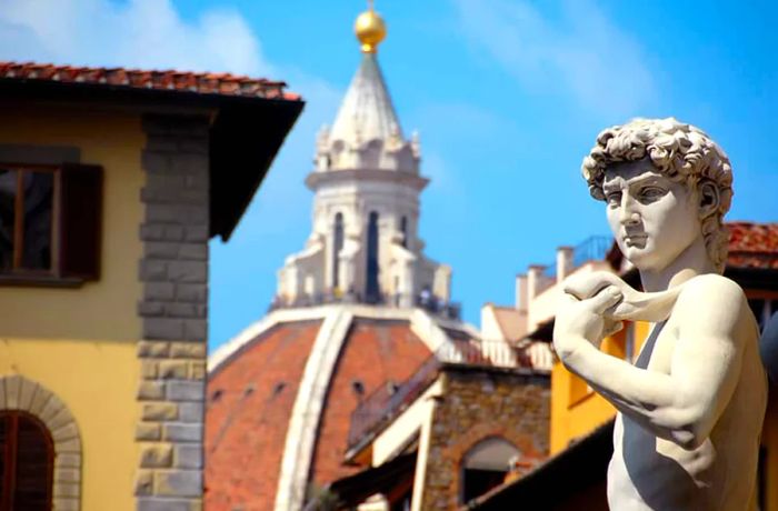 View of the Statue of David in Florence, Italy