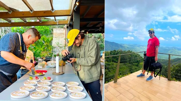 Photographer Jesse Echevarria captures the moment while video director Francisco Gutierrez enjoys the view during the United Voices by Dinogo event in Puerto Rico.