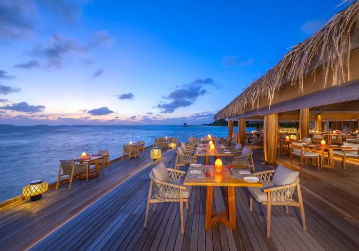 Anantara Kihavah Maldives Villas is nestled in the wildlife-rich waters of the Baa Atoll archipelago, recognized as a UNESCO Biosphere Reserve.