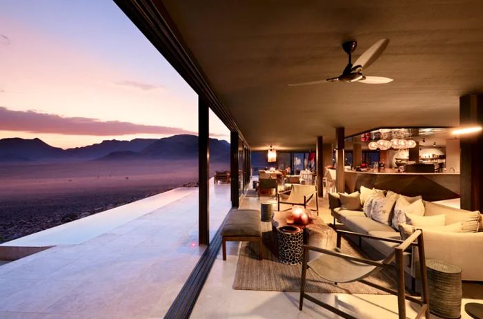 Perched above the Namib Desert, the oldest living desert in the world, andBeyond Sossusvlei Desert Lodge offers stunning views.