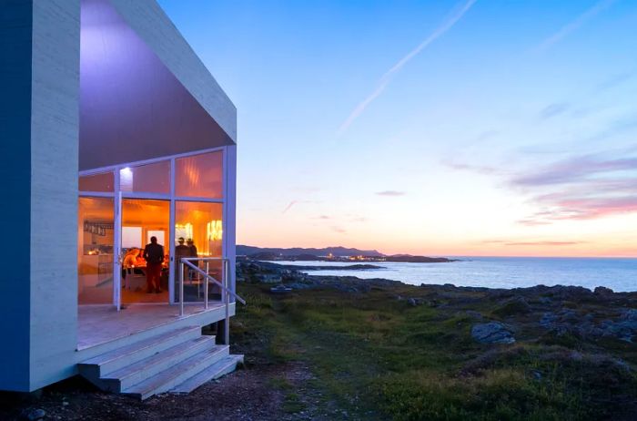 The Shed at Fogo Island Inn features expansive ocean views through its floor-to-ceiling windows.