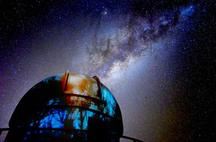 The exterior of Explora Atacama Lodge features a private observatory.