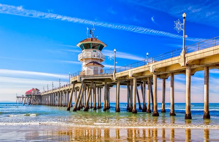 View of Huntington Beach pier from the sand