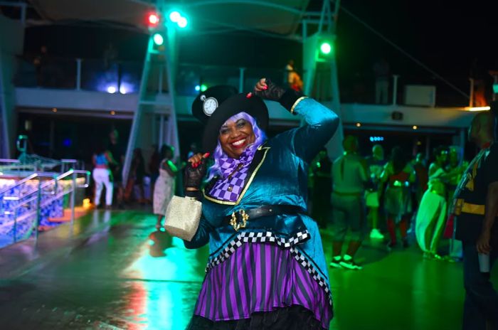 Cruise attendees participate in a costume party during the 30th anniversary of the Festival at Sea cruises in July 2022.