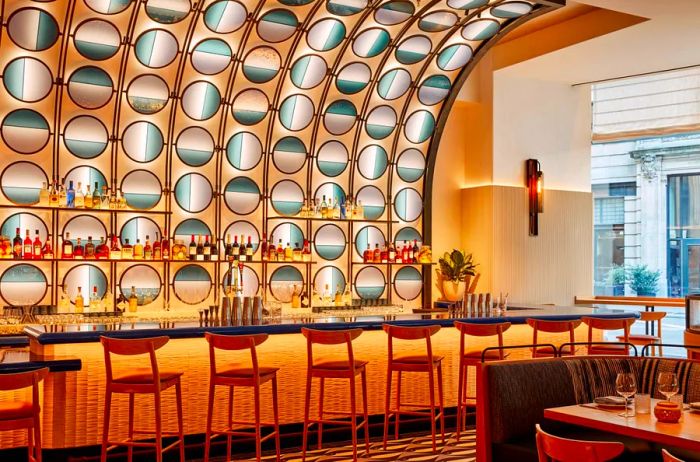 Zaytinya's bar, located in the hotel's ground-floor restaurant, is inspired by the flowing form of octopus tentacles.