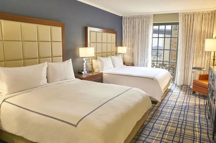 Interior view of a guest room at the Adolphus hotel