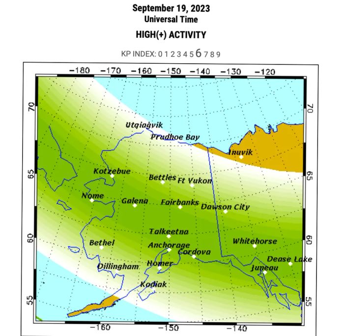 Aurora forecast map for September 19