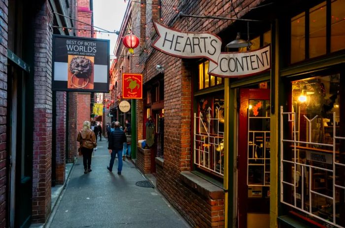 Shops Along Fan Tan Alley in Victoria, Canada