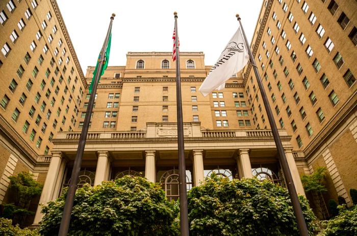 The exterior of the Fairmont in Seattle