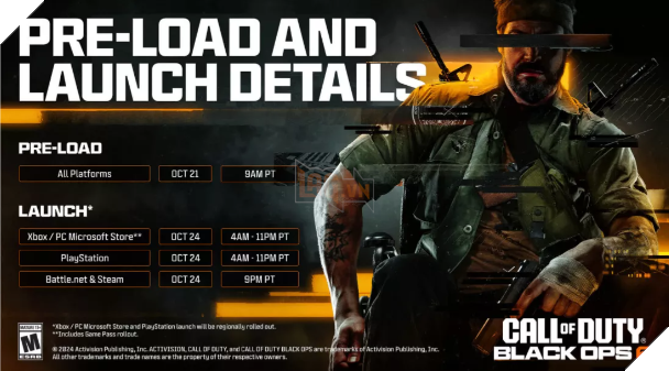 Thông tin về cấu hình và thời gian tải trước của Call of Duty: Black Ops 6 đã được Activision công bố lần thứ ba