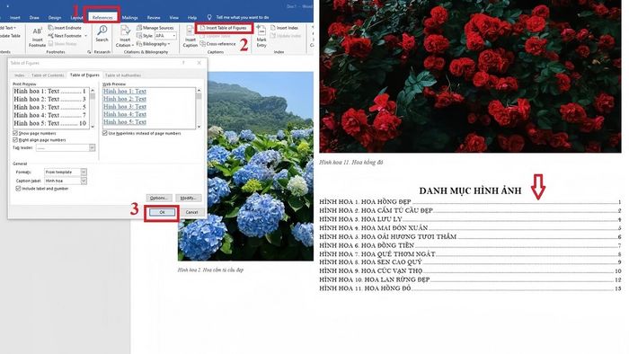 Hướng dẫn tạo mục lục hình ảnh trong Word, bước 5