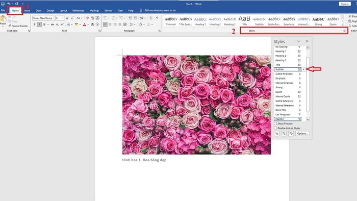 Hướng dẫn tạo mục lục hình ảnh trong Word, bước 4