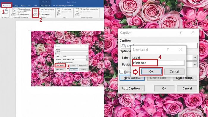 Hướng dẫn tạo mục lục hình ảnh trong Word, bước 2