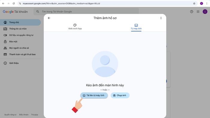 hướng dẫn thay đổi ảnh đại diện trên Google