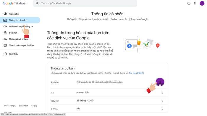 cách thay đổi ảnh đại diện trên Google