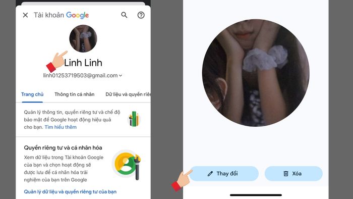 ảnh đại diện trên Google Meet qua điện thoại