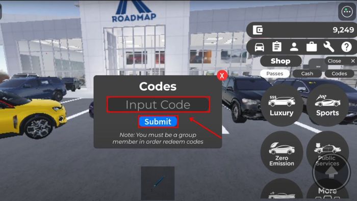 Hướng dẫn nhập mã code Greenville Roblox - bước 3