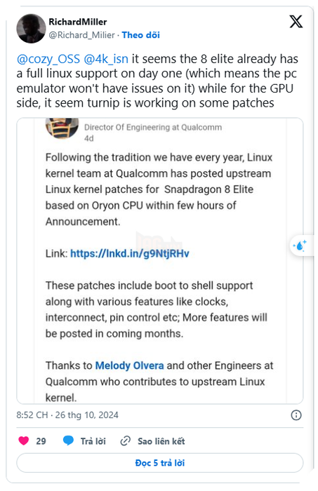 Snapdragon 8 Elite hỗ trợ Linux, biến điện thoại thành máy chơi game trong tương lai