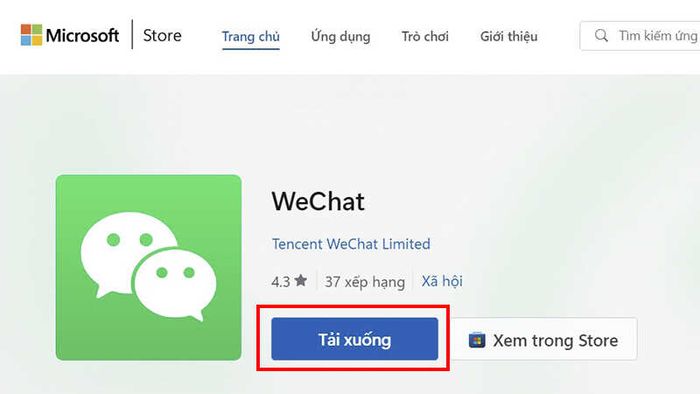Bước 1 tải WeChat cho máy tính từ Microsoft Store
