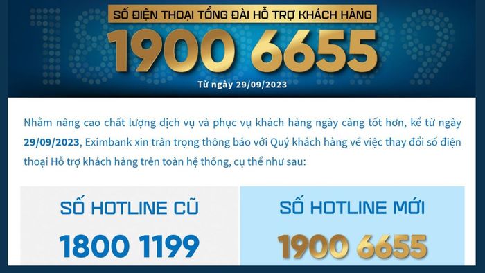 Số điện thoại tổng đài Eximbank