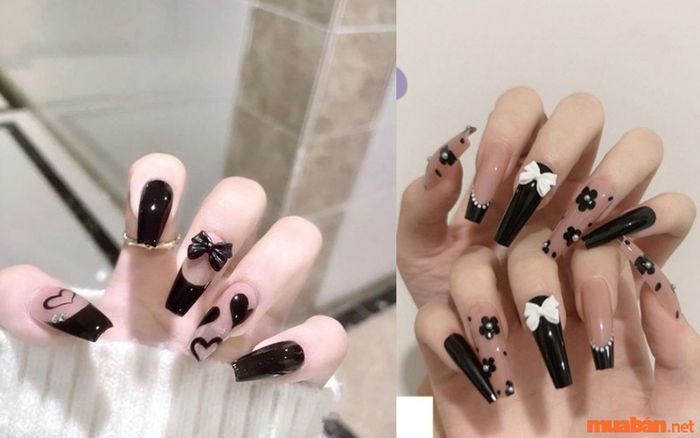 Nail màu đen đầy sang chảnh