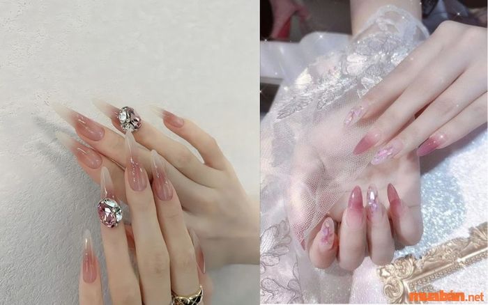 Nail màu hồng đầy sang trọng