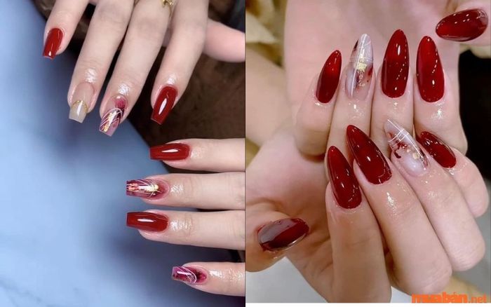 Nail tông đỏ sang trọng