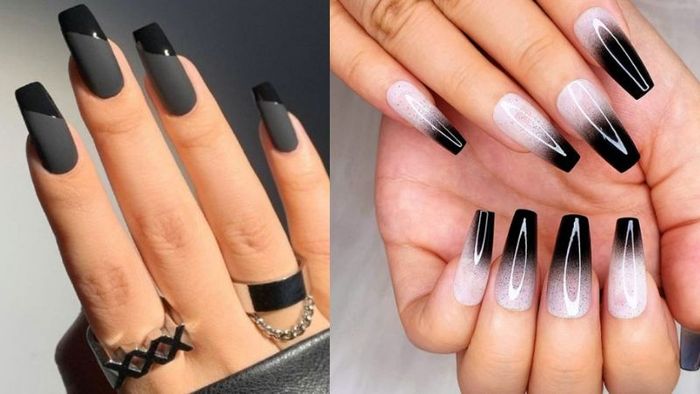 Mẫu nail màu đen bí ẩn và quyến rũ